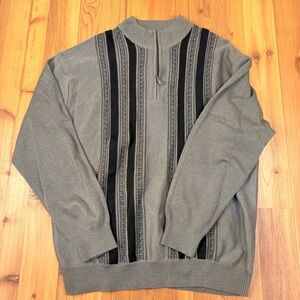 GOCHU Men’s Vintage 90s Sweater 3XL Long Sleeve 1/4 Zip Mock Neck Grandpa Core